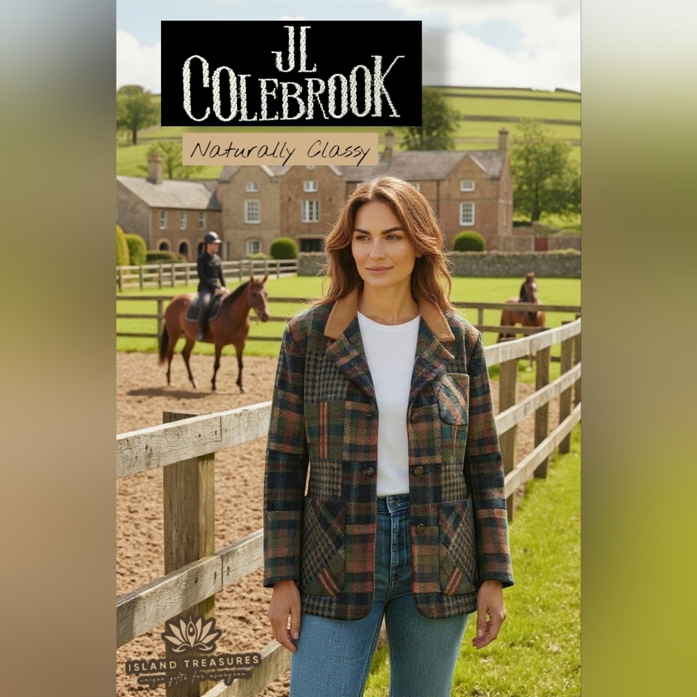 Women's Plaid Blazer Jacket - Green Multi